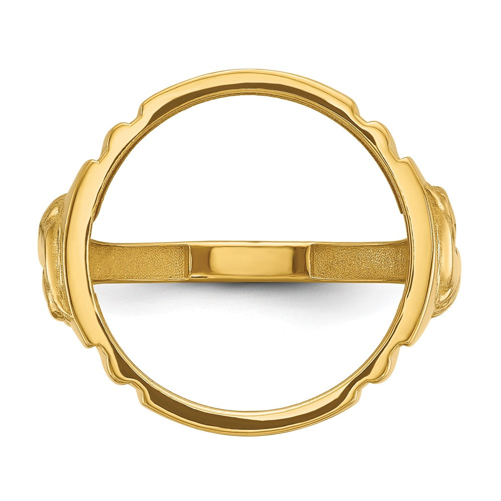 14k Men's Polished with Horse Sides 16.5mm Coin Bezel Ring