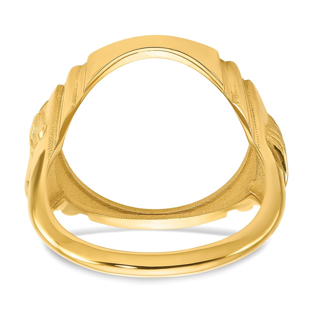 14k Men's Polished with Horse Sides 16.5mm Coin Bezel Ring