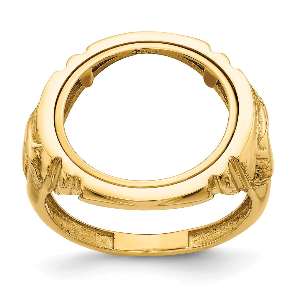14k Men's Polished with Horse Sides 16.5mm Coin Bezel Ring