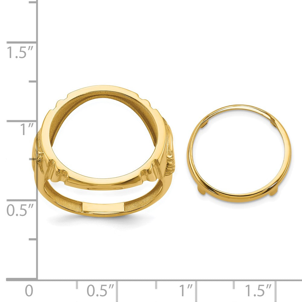 14k Men's Polished with Horse Sides 16.5mm Coin Bezel Ring
