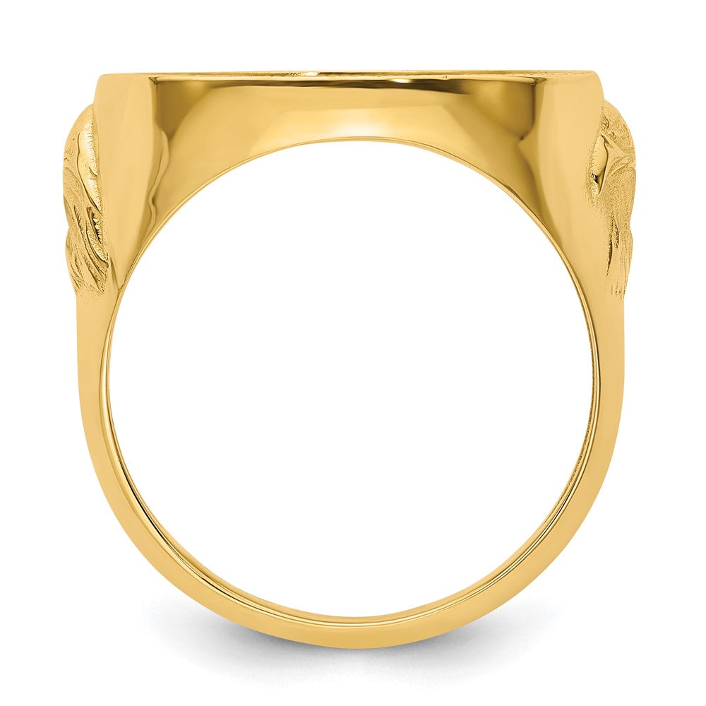 14k Men's Polished & Diamond-cut w/ Eagle Side 16.5mm Coin Bezel Ring
