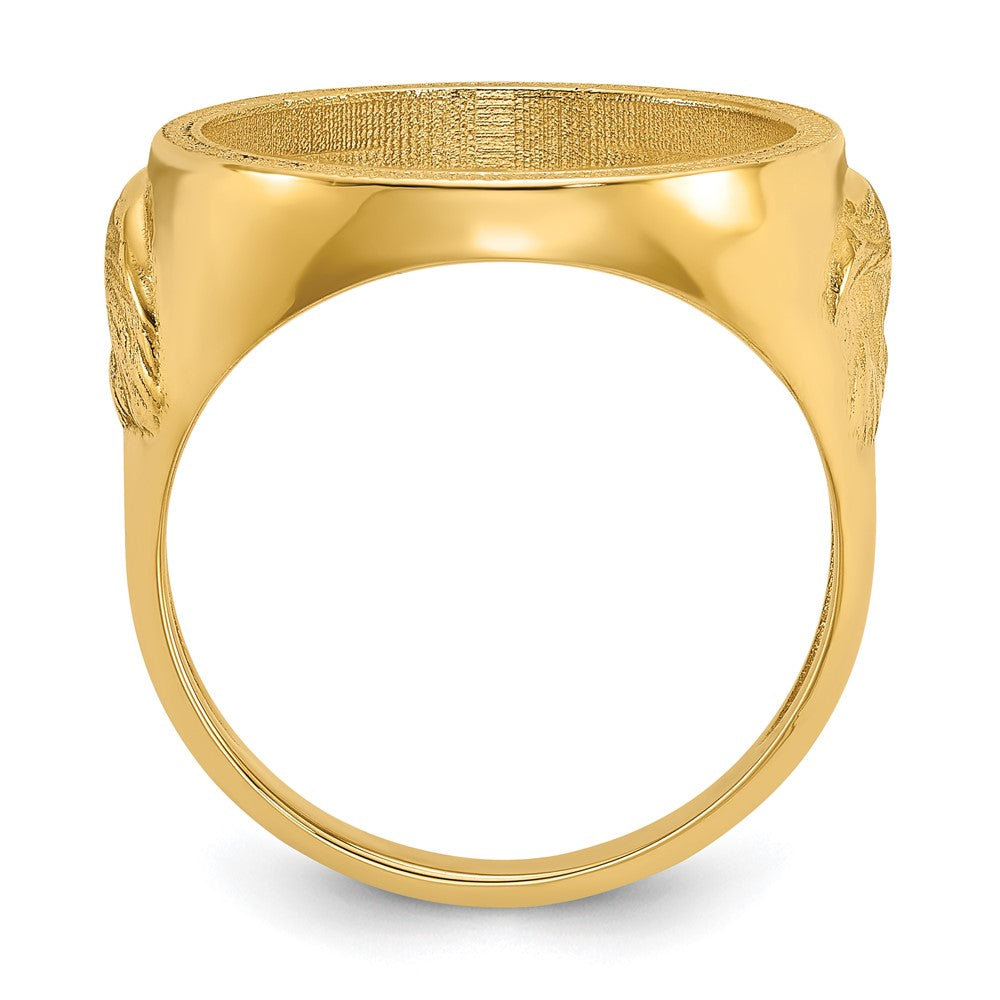 14k Men's Polished & Textured w/ Eagle Side 16.5mm Coin Bezel Ring