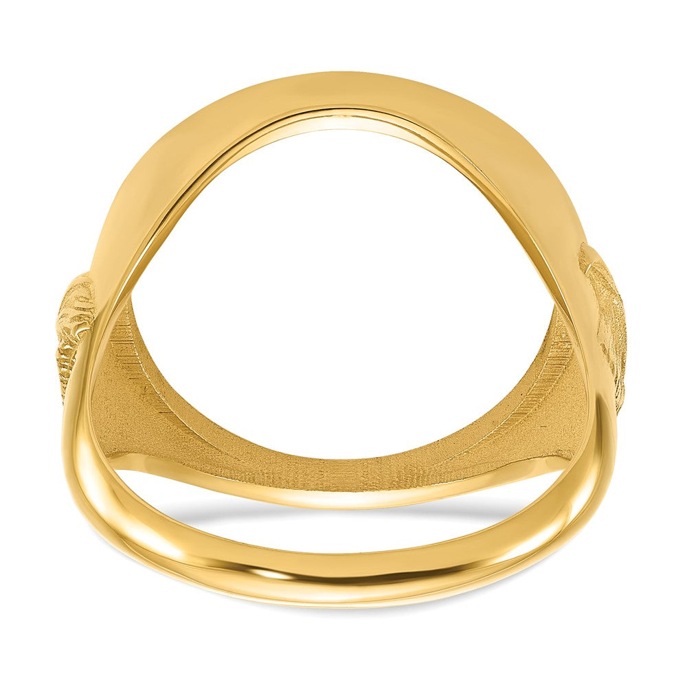 14k Men's Polished & Textured w/ Eagle Side 16.5mm Coin Bezel Ring