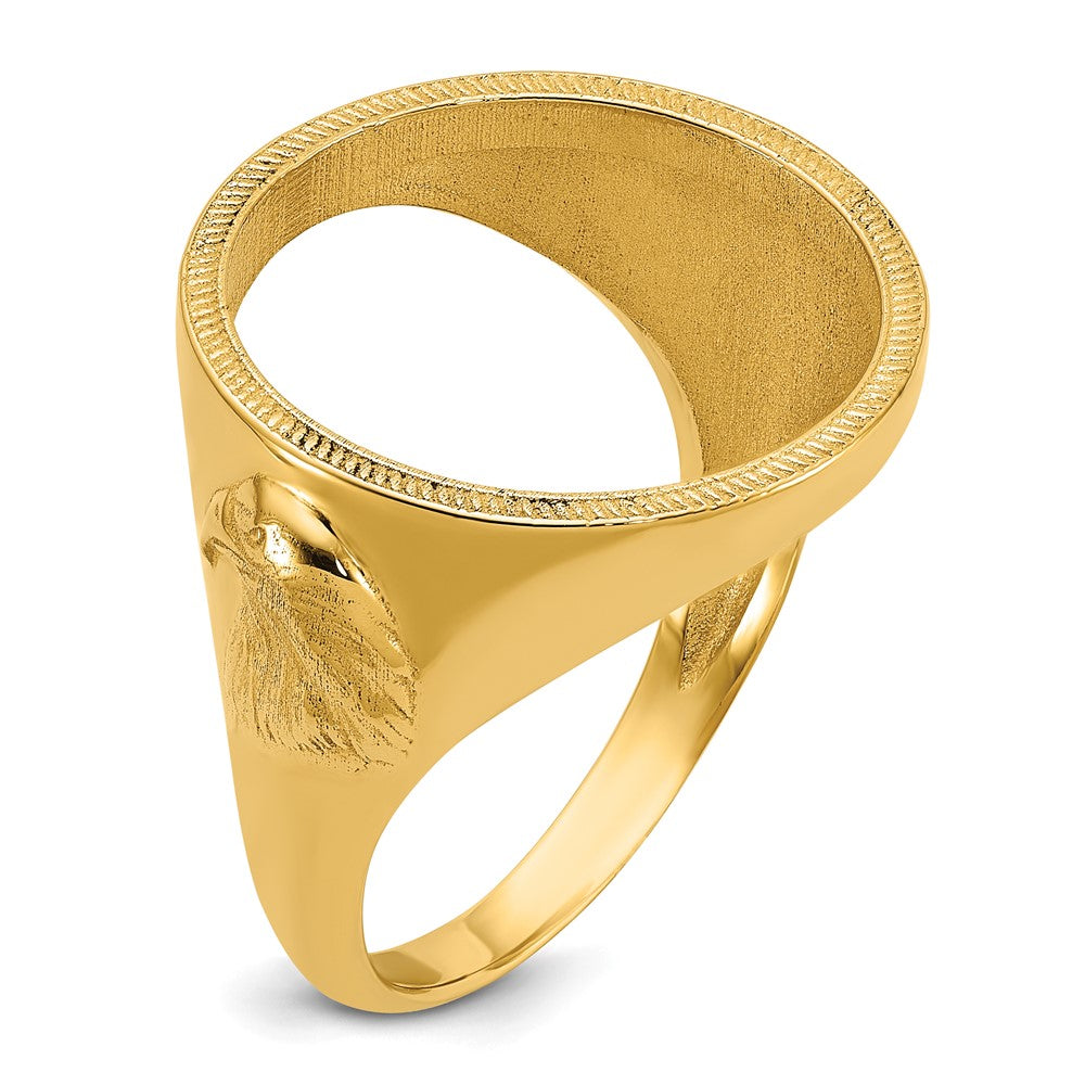 14k Men's Polished & Textured w/ Eagle Side 16.5mm Coin Bezel Ring