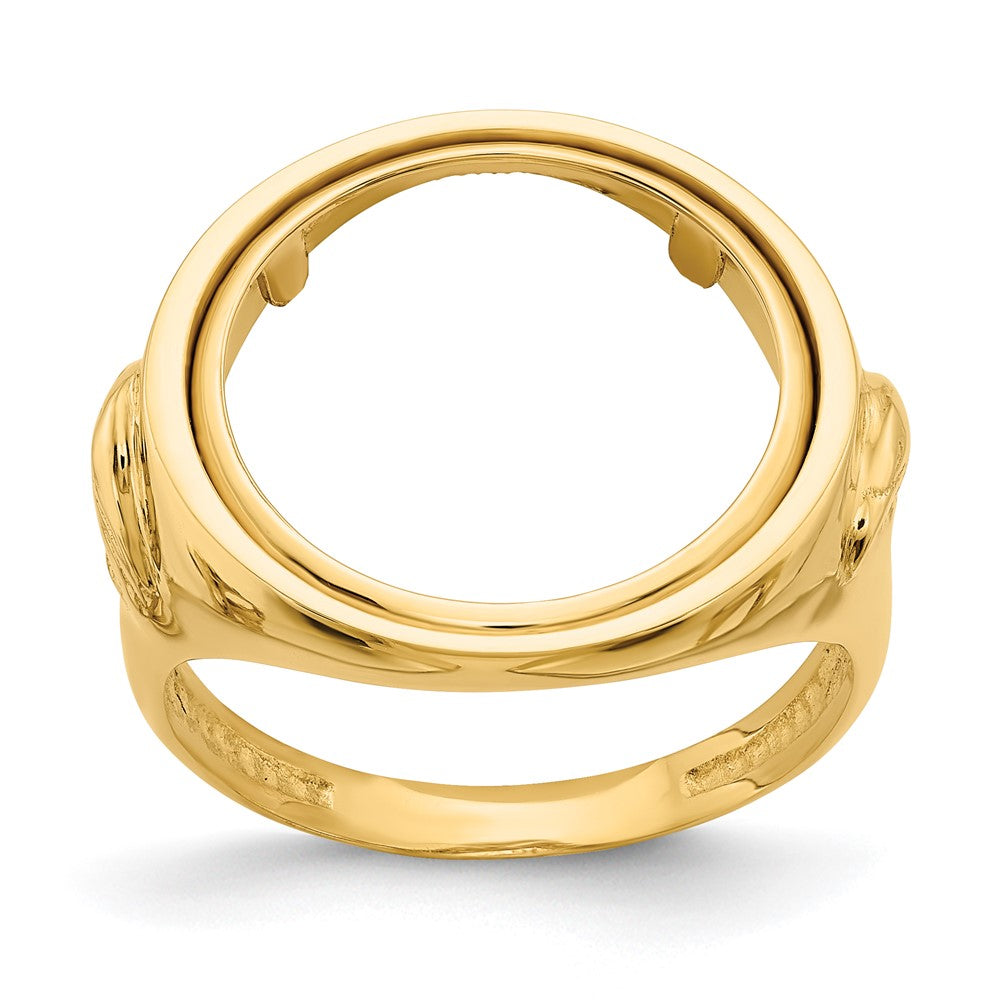 14k Men's Polished & Textured w/ Eagle Side 16.5mm Coin Bezel Ring