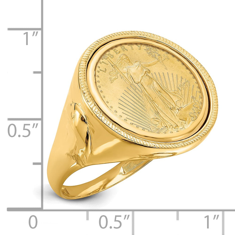 14k Men's Polished Eagle Side Mounted 1/10oz AM Eagle Coin Bezel Ring