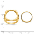 14k Men's Polished & D/C Horseshoe Side Square 16.5mm Coin Bezel Ring