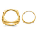 14k Men's Polished Flying Eagle Side Square 16.5mm Coin Bezel Ring