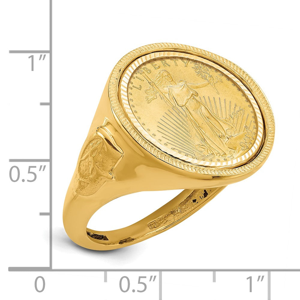 14k Men's D/C Masonic Side Mounted 1/10oz AM Eagle Coin Bezel Ring