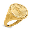 14k Men's D/C Masonic Side Mounted 1/10oz AM Eagle Coin Bezel Ring