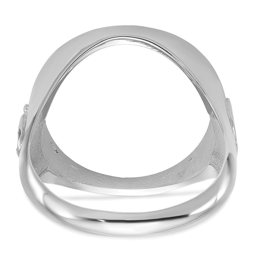 14kw Men's Polished & D/C w/ Masonic Sides 16.5mm Coin Bezel Ring