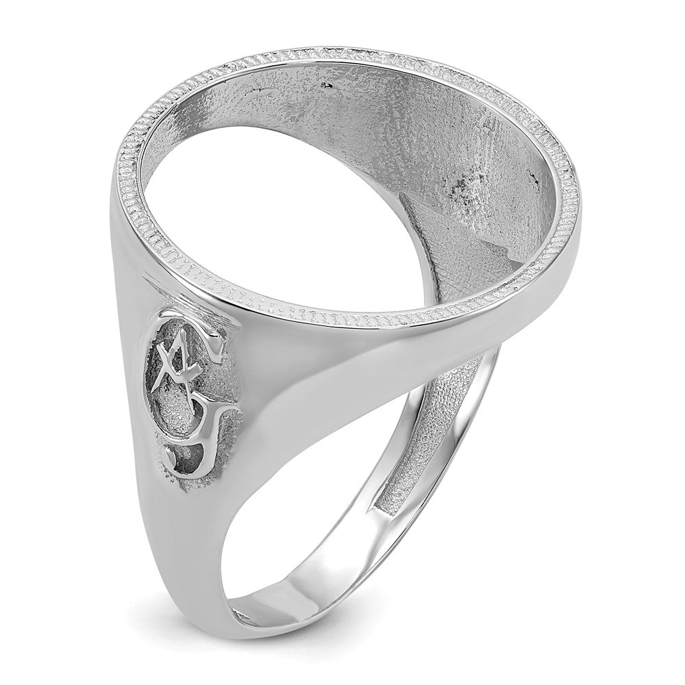 14kw Men's Polished & D/C w/ Masonic Sides 16.5mm Coin Bezel Ring