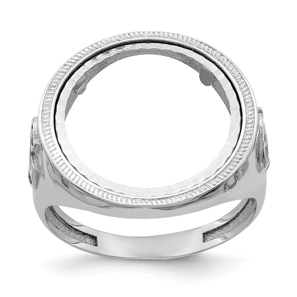 14kw Men's Polished & D/C w/ Masonic Sides 16.5mm Coin Bezel Ring