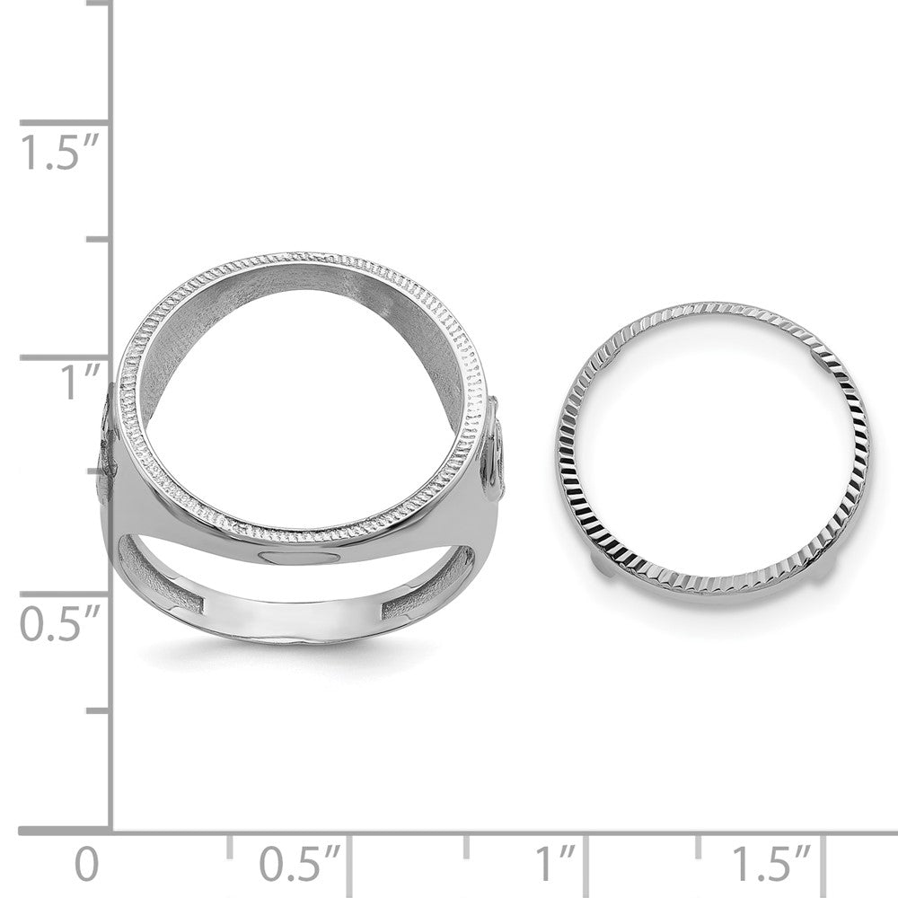 14kw Men's Polished & D/C w/ Masonic Sides 16.5mm Coin Bezel Ring