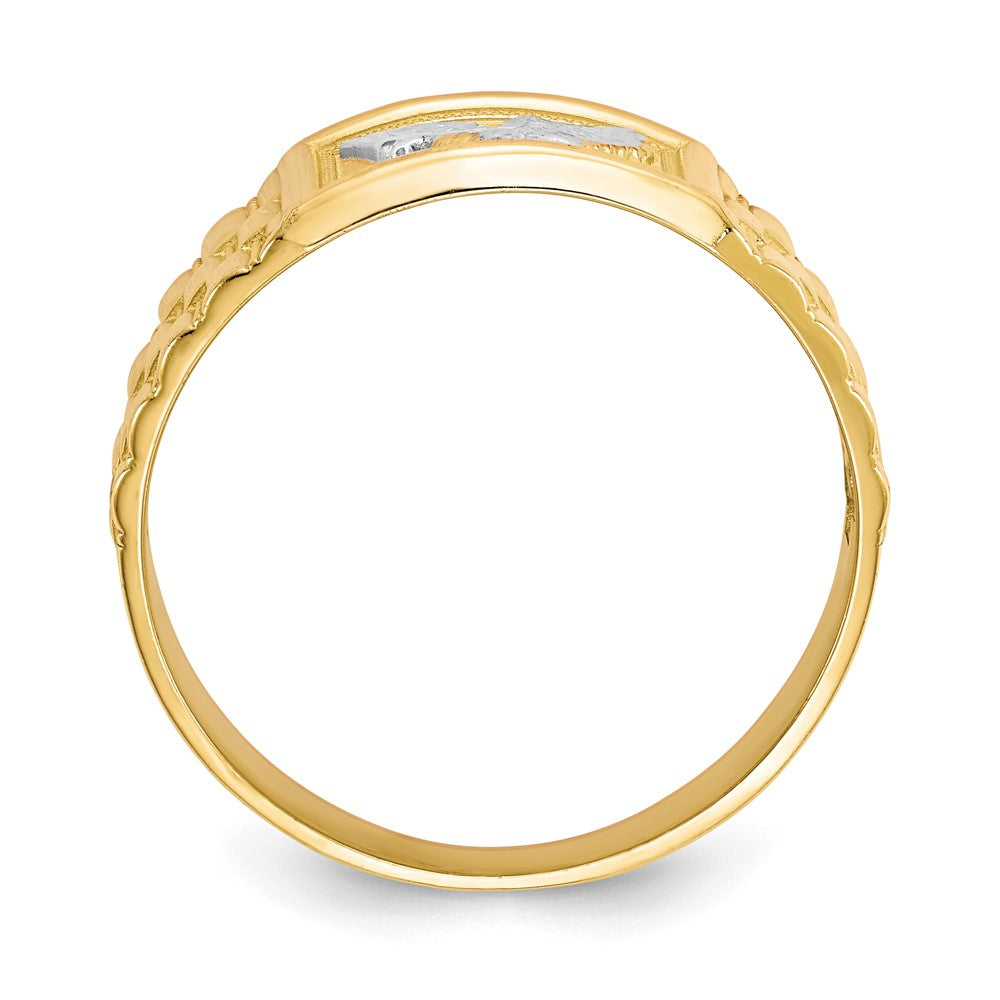 14k and Rhodium Men's Eagle Ring