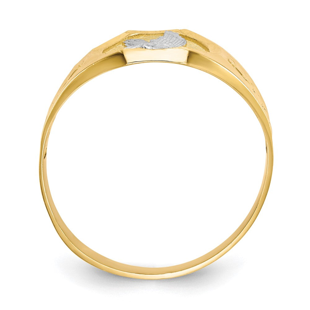 14k and Rhodium Men's Eagle Ring