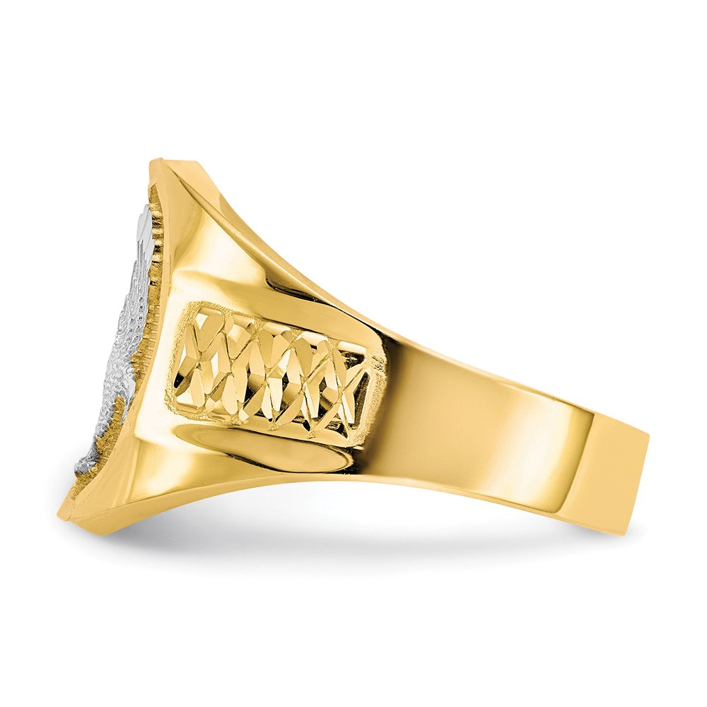 14k and Rhodium Men's Eagle Ring