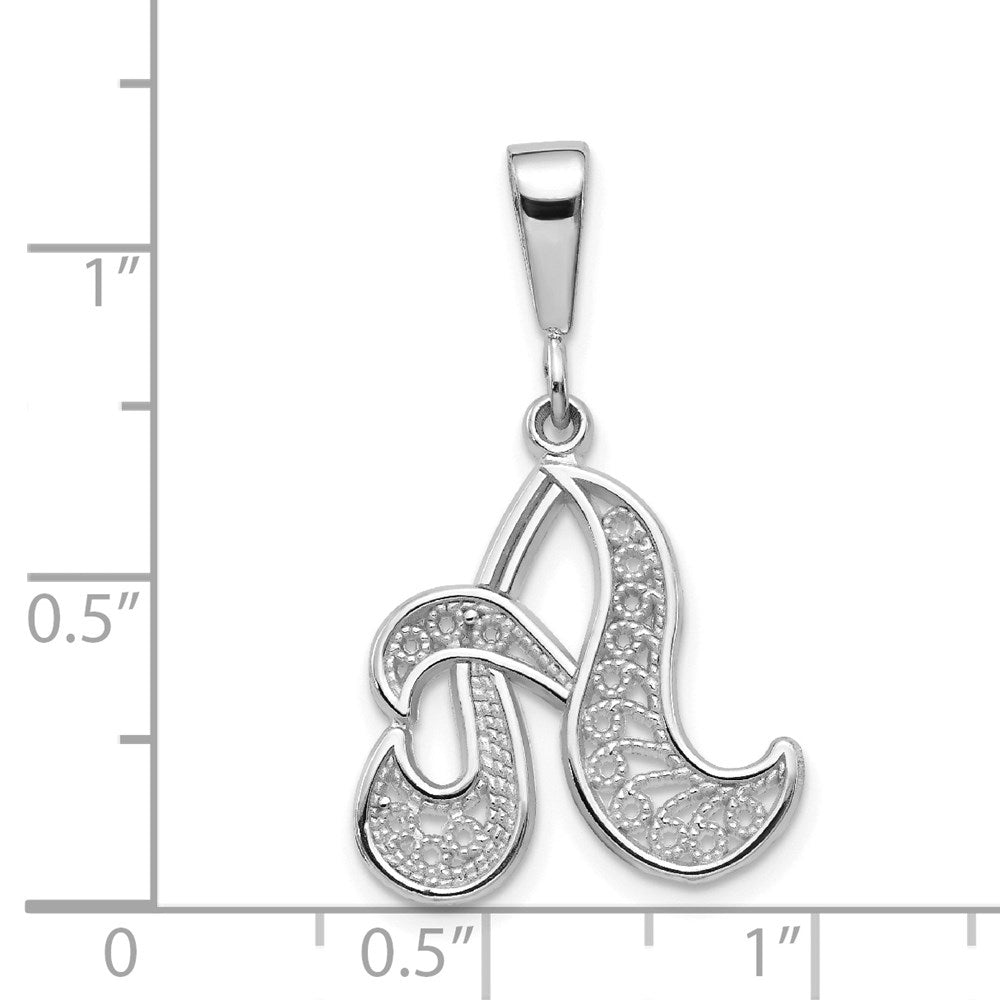 10KW Filigree Initial A Pendant