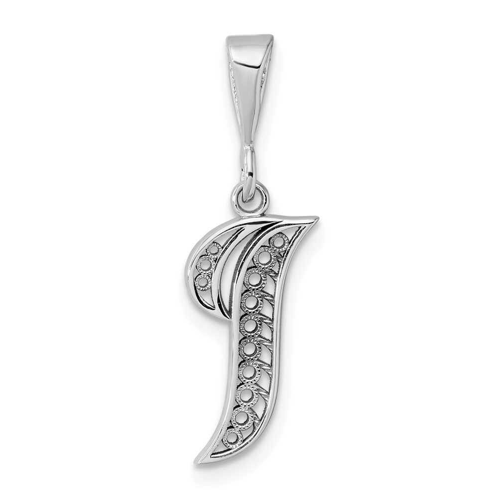 10KW Filigree Initial I Pendant