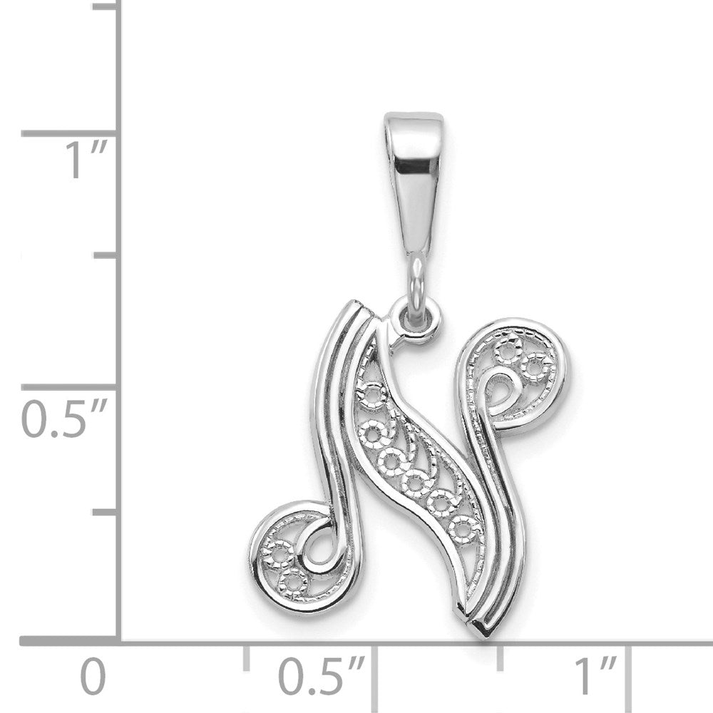 10KW Filigree Initial N Pendant
