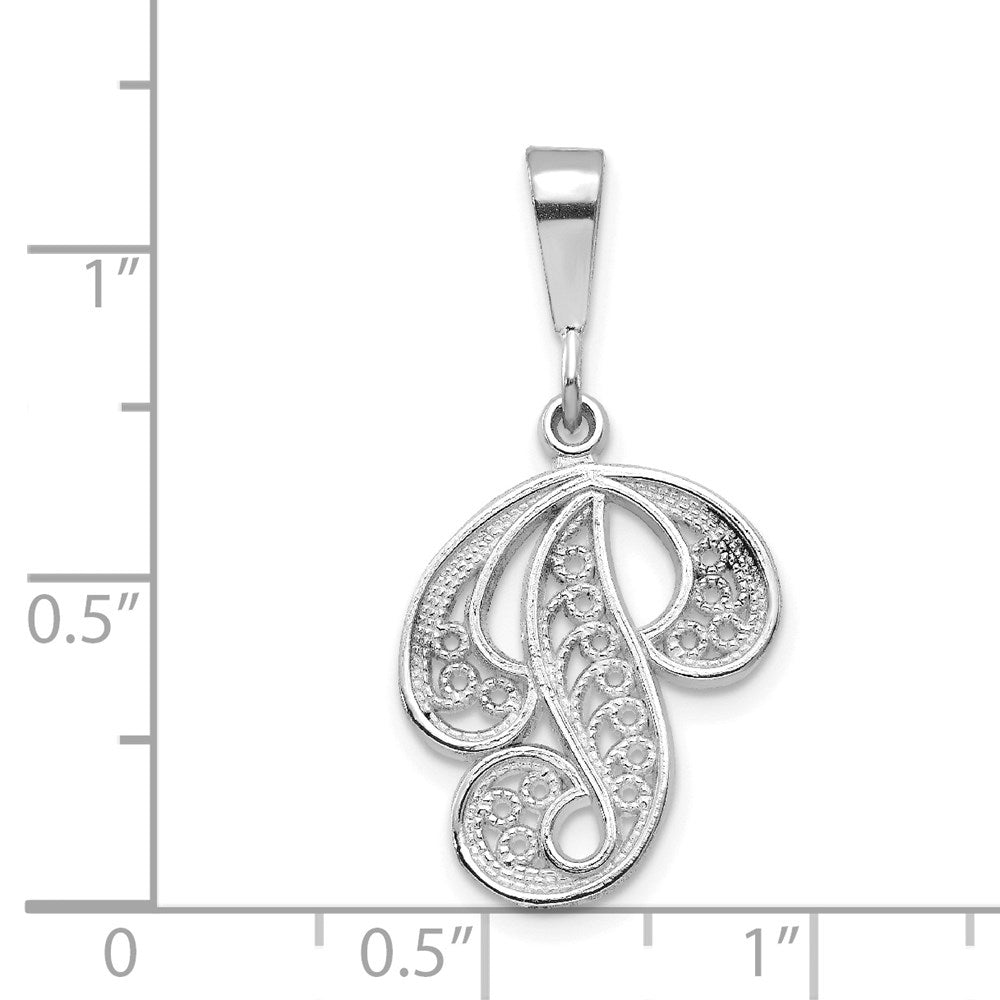 10KW Filigree Initial P Pendant
