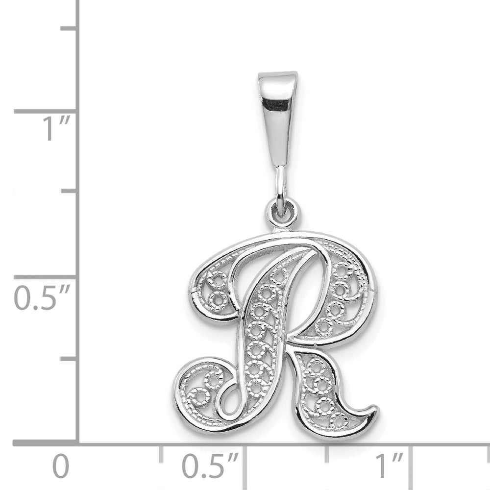 10KW Filigree Initial R Pendant