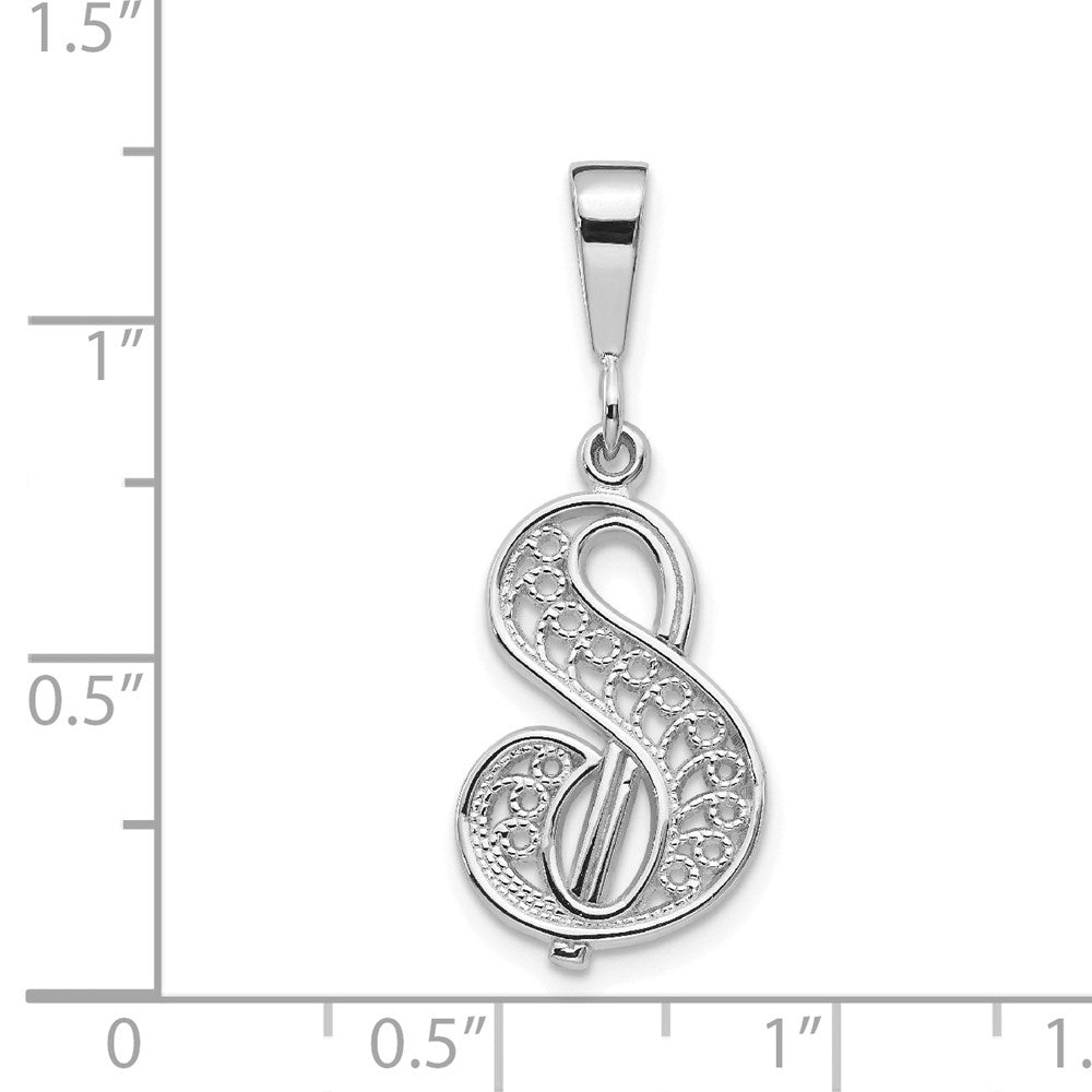 10KW Filigree Initial S Pendant