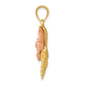 14k Two-Tone Solid Satin Diamond-cut Flower Pendant
