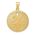 14k Solid Polished Laser-Cut Sand Dollar Pendant