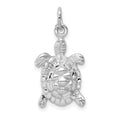 14k White Gold Solid Polished Open-Backed Turtle Charm