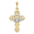 14k Two-tone Claddagh Cross Pendant