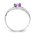 14k White Gold CZ February Birthstone Claddagh Heart Ring