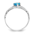 14k White Gold CZ December Birthstone Claddagh Heart Ring