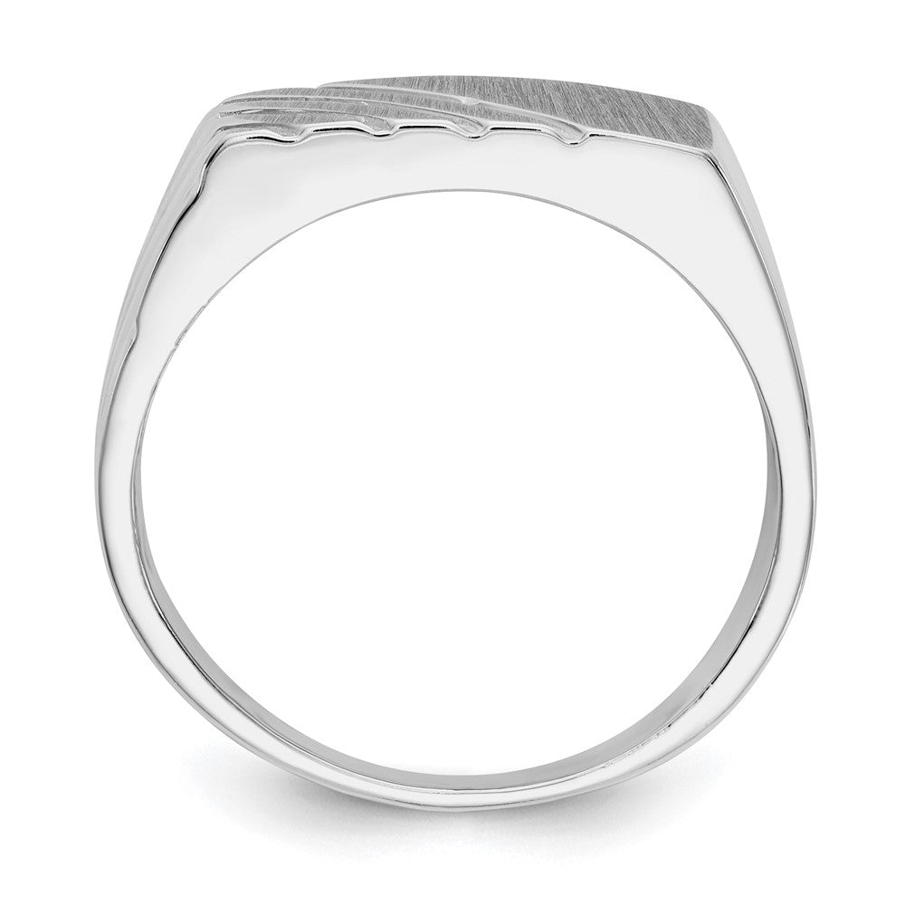 14k White Gold 16.5x7.5mm Open Back Mens Signet Ring