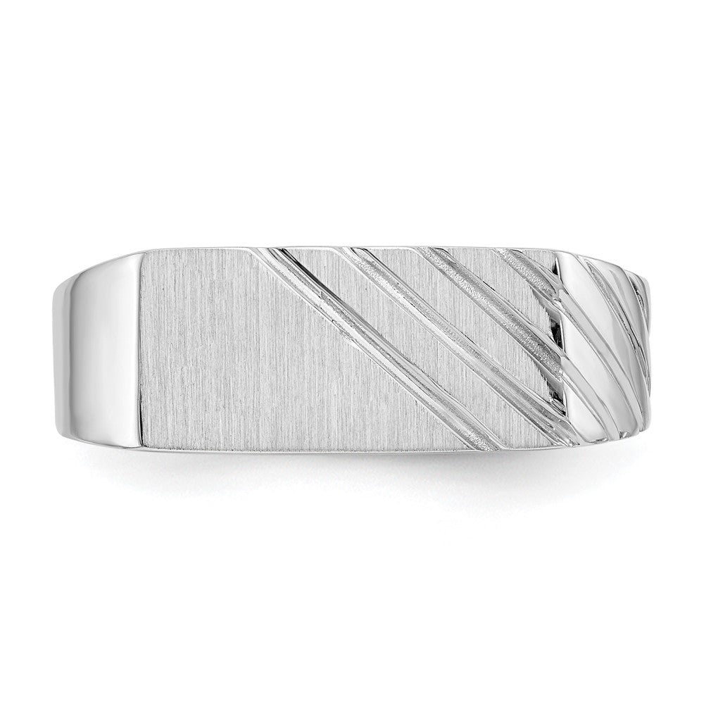 14k White Gold 16.5x7.5mm Open Back Mens Signet Ring