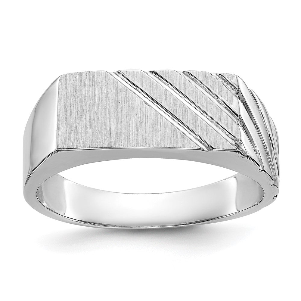14k White Gold 16.5x7.5mm Open Back Mens Signet Ring