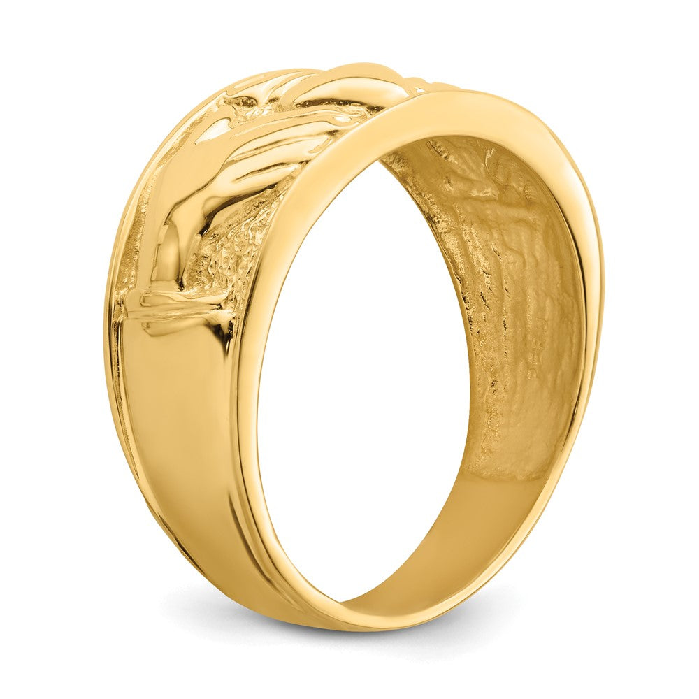 14k Polished Men's Claddagh Band