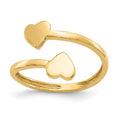 14k Double Heart Toe Ring