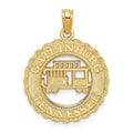 14k GATLINBURG TENNESSEE w/Trolley Car in Circle Charm
