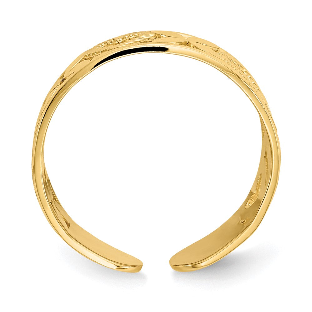 14k Diamond-cut \ X\" & Heart Toe Ring"