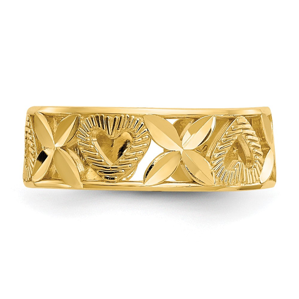 14k Diamond-cut \ X\" & Heart Toe Ring"