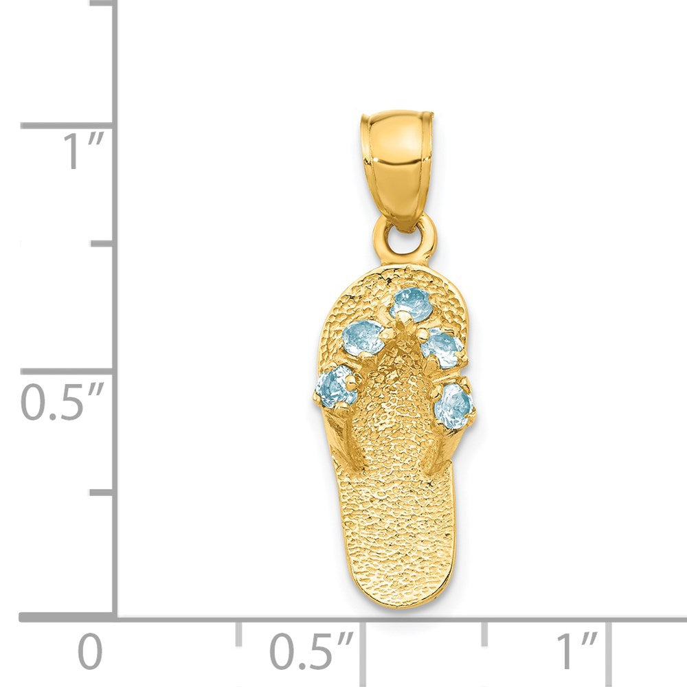 14k 3D March/CZ Birthstone Flip Flop Pendant