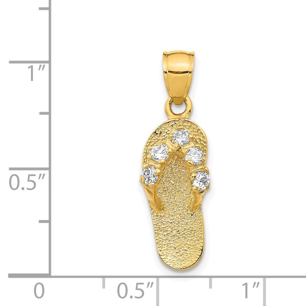 14k 3D April/CZ Birthstone Flip Flop Pendant