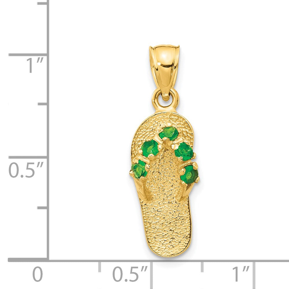14k 3D May/CZ Birthstone Flip Flop Pendant