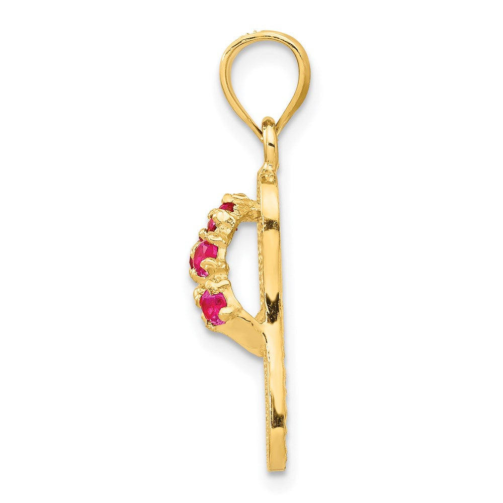 14k 3D July/CZ Birthstone Flip Flop Pendant