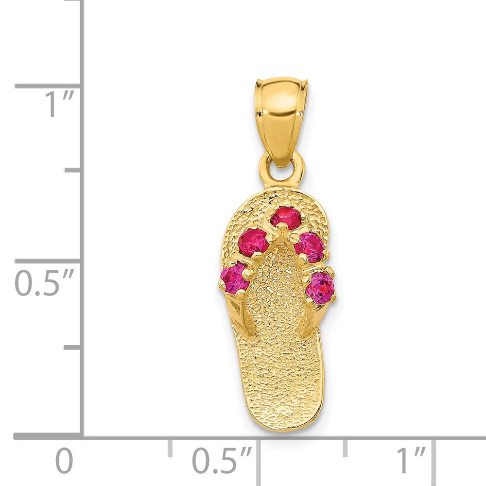 14k 3D July/CZ Birthstone Flip Flop Pendant