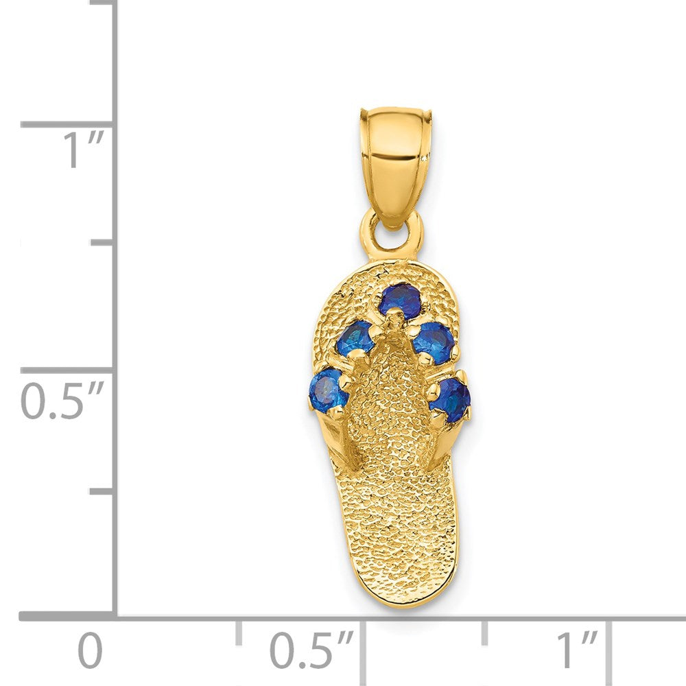 14k 3D September/CZ Birthstone Flip Flop Pendant