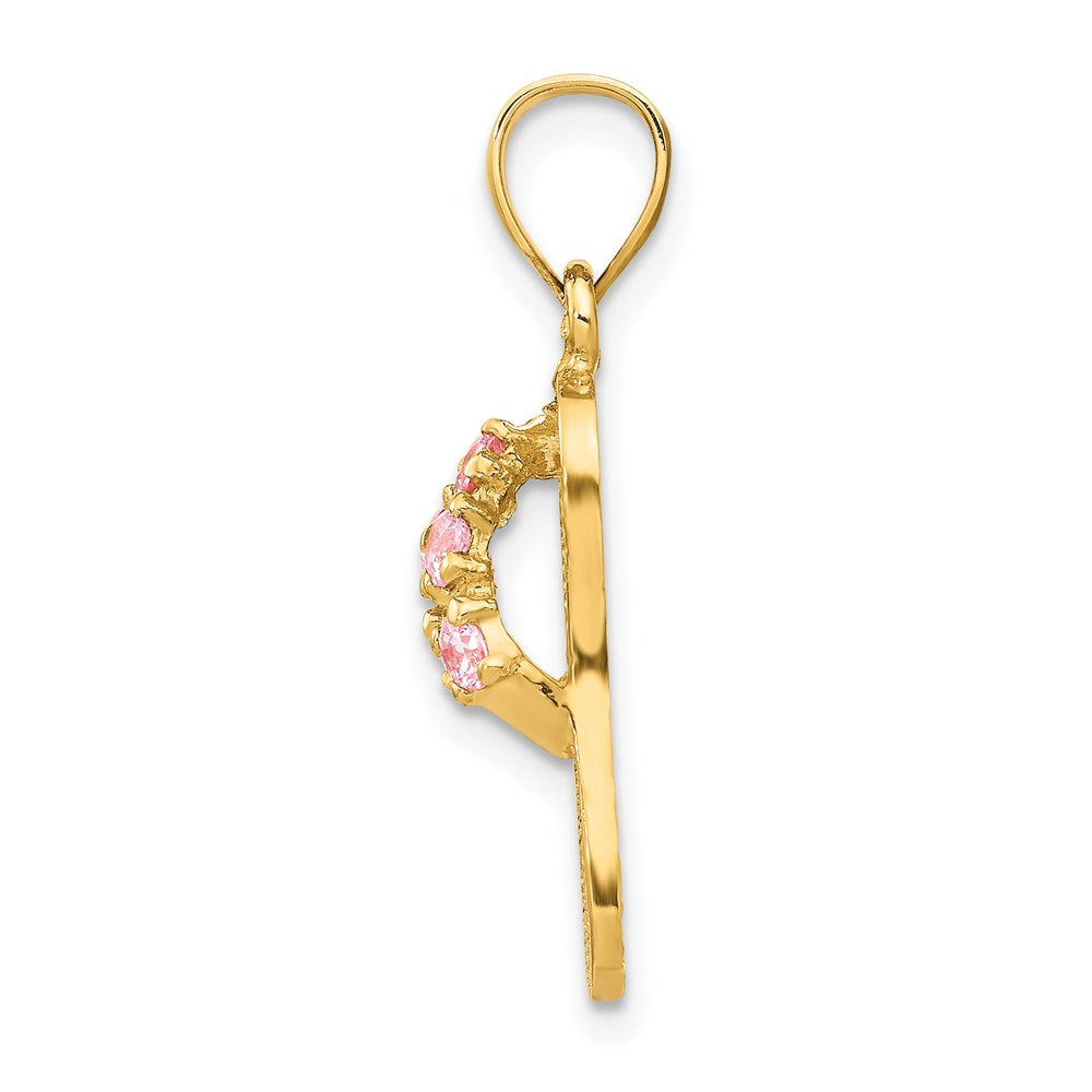14k 3D October/CZ Birthstone Flip Flop Pendant