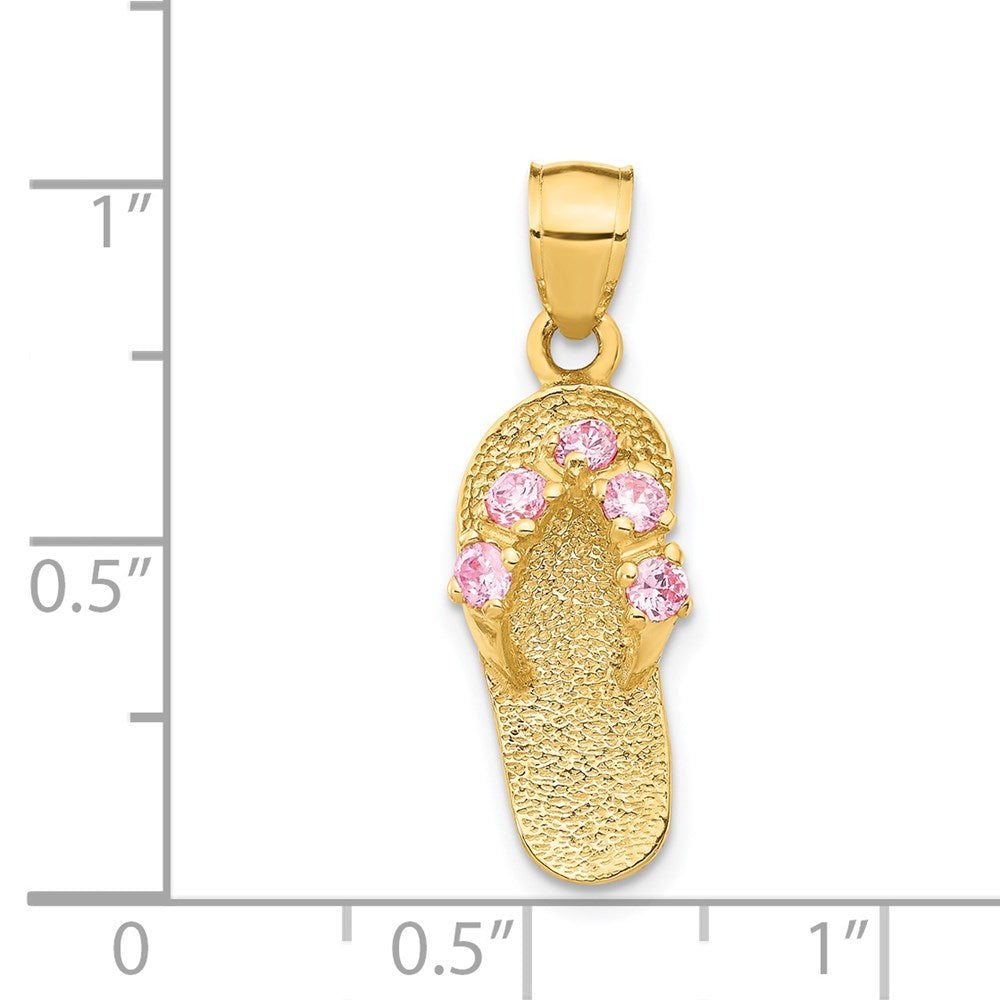 14k 3D October/CZ Birthstone Flip Flop Pendant