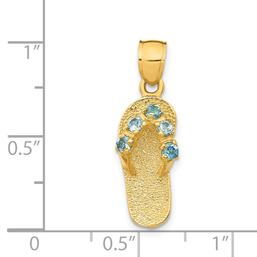 14k 3D December/CZ Birthstone Flip Flop Pendant